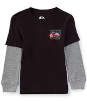 Quiksilver Big Boys 8-20 Long Sleeve Check Box Graphic T-Shirt