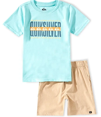 Quiksilver Little Boys 2T-4T Short Sleeve Graphic T-Shirt & Shorts Set