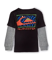 Quiksilver Little Boys 2T-7 Long Sleeve Check Box T-Shirt