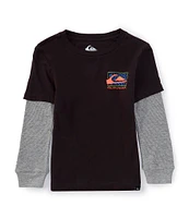 Quiksilver Little Boys 2T-7 Long Sleeve Check Box T-Shirt