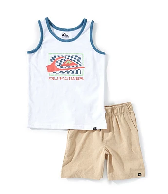 Quiksilver Little Boys 2T-7 Sleeveless Graphic Tank & Coordinating Solid Shorts Set