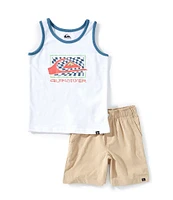 Quiksilver Little Boys 2T-7 Sleeveless Graphic Tank & Coordinating Solid Shorts Set