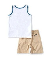 Quiksilver Little Boys 2T-7 Sleeveless Graphic Tank & Coordinating Solid Shorts Set