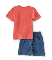 Quiksilver Little Boys 4-7 Short Sleeve Graphic T-Shirt & Shorts 2-Piece Set