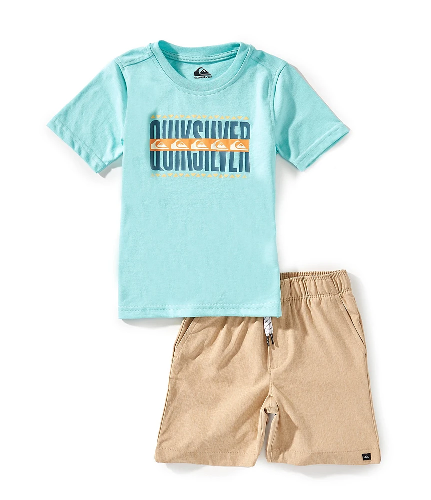 Quiksilver Little Boys 4-7 Short Sleeve Graphic T-Shirt & Shorts 2-Piece Set