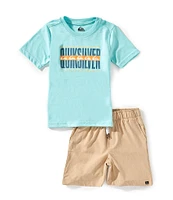 Quiksilver Little Boys 4-7 Short Sleeve Graphic T-Shirt & Shorts 2-Piece Set