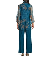 R & M Richards 3-Piece Sequin Mesh Pant Set