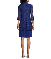 R & M Richards 3/4 Illusion Sleeve Scoop Neck 2-Piece Jacket Dress