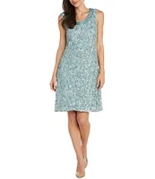 R & M Richards 3/4 Sleeve Beaded Crew Neck Lace 2-Piece Jacket Dress
