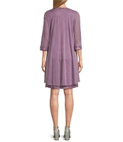 R & M Richards 3/4 Sleeve Beaded Crew Neck Lace 2-Piece Jacket Dress