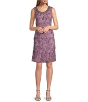 R & M Richards 3/4 Sleeve Beaded Crew Neck Lace 2-Piece Jacket Dress