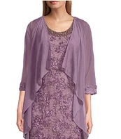 R & M Richards 3/4 Sleeve Beaded Crew Neck Lace 2-Piece Jacket Dress