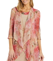 R & M Richards 3/4 Sleeve Crew Neck Printed 2-Piece Jacket Dress