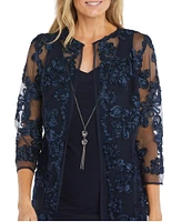 R & M Richards 3/4 Sleeve Crew Neck Soutache 2-Piece Jacket Dress