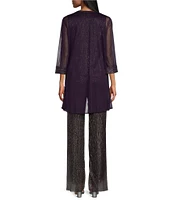 R & M Richards 3/4 Sleeve Crinkle Chiffon 3-Piece Pant Set