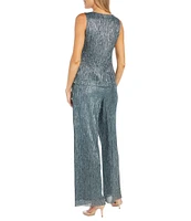 R & M Richards 3/4 Sleeve Crinkle Chiffon 3-Piece Pant Set