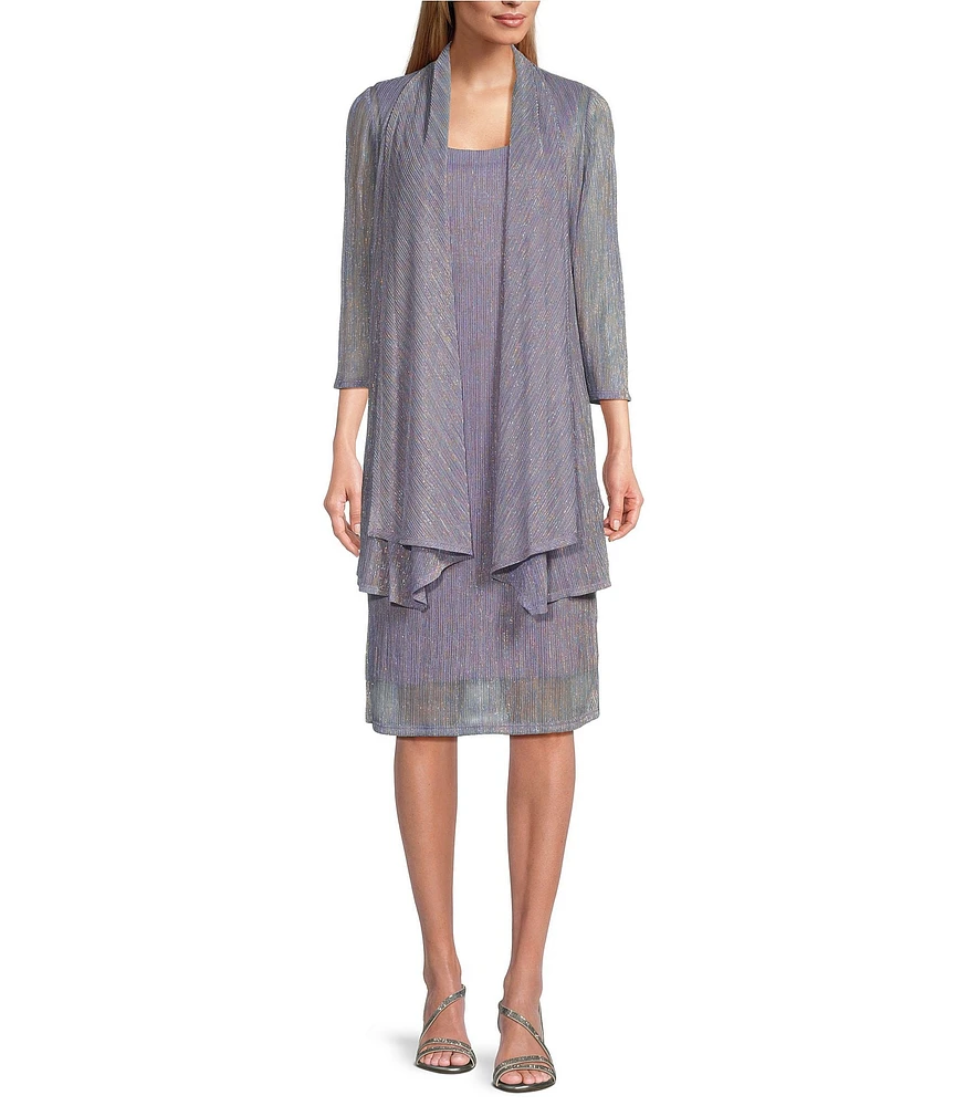 R & M Richards 3/4 Sleeve Crinkled Jacket Dress