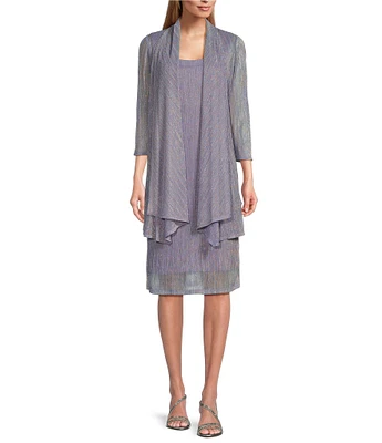 R & M Richards 3/4 Sleeve Crinkled Jacket Dress