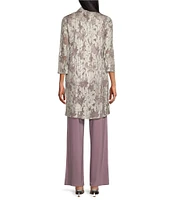 R & M Richards 3/4 Sleeve Scoop Neck 3-Piece Pant Set