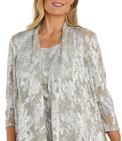 R & M Richards 3/4 Sleeve Scoop Neck 3-Piece Pant Set