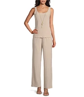 R & M Richards 3/4 Sleeve Scoop Neck Embroidered Sequin Jacket 3-Piece Pant Set