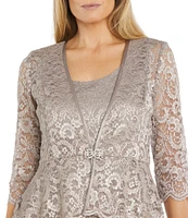 R & M Richards 3/4 Sleeve Scoop Neck Lace 2-Piece Jacket Dress