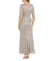 R & M Richards 3/4 Sleeve Scoop Neck Lace 2-Piece Jacket Dress