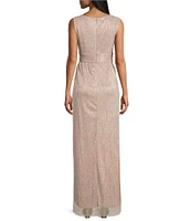 R & M Richards 3/4 Sleeve Surplice V-Neck Matte Jersey Chiffon 2-Piece Jacket Dress