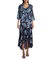 R & M Richards 3/4 Sleeve V-Neck Floral 2-Piece Jacket Dress