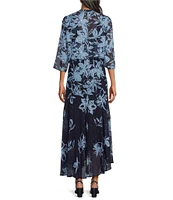 R & M Richards 3/4 Sleeve V-Neck Floral 2-Piece Jacket Dress