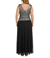 R & M Richards Cowl Neck Sleeveless Chiffon Skirt Long Dress