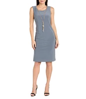 R & M Richards Crew Neck 3/4 Sleeve Embroidered Mesh Sequin 2-Piece Jacket Dress