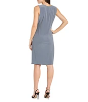 R & M Richards Crew Neck 3/4 Sleeve Embroidered Mesh Sequin 2-Piece Jacket Dress