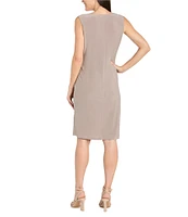 R & M Richards Crew Neck 3/4 Sleeve Embroidered Sequin 2-Piece Jacket Dress