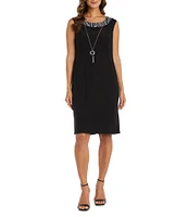 R & M Richards Crew Neck Metallic Jacquard 2-Piece Jacket Dress