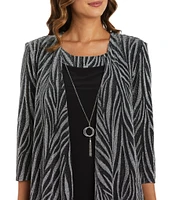 R & M Richards Crew Neck Metallic Jacquard 2-Piece Jacket Dress