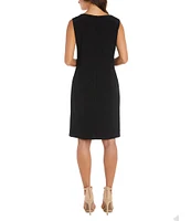 R & M Richards Crew Neck Metallic Jacquard 2-Piece Jacket Dress