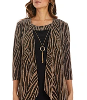 R & M Richards Crew Neck Metallic Jacquard 2-Piece Jacket Dress