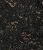 R & M Richards Embroidered Sequin Stretch Lace Sleeveless Scalloped Edge Sheath Gown