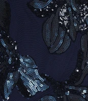 R & M Richards Embroidered Sequin Sweetheart Neck Sleeveless Mermaid Gown