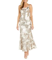 R & M Richards Embroidered Sequin Sweetheart Neck Sleeveless Mermaid Gown