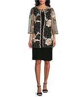 R & M Richards Embroidered Soutache Sequin Jacket Dress