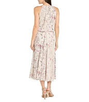 R & M Richards Floral Print Blouson Midi Dress