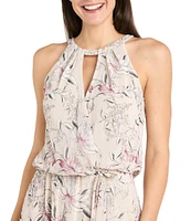 R & M Richards Floral Print Blouson Midi Dress
