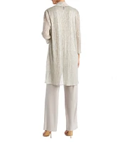 R & M Richards Metallic Crinkle 3-Piece Pants Set