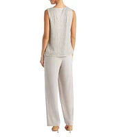 R & M Richards Metallic Crinkle 3-Piece Pants Set