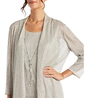 R & M Richards Metallic Crinkle 3-Piece Pants Set