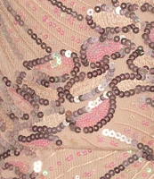 R & M Richards One Shoulder Embroidered Sequin Dress