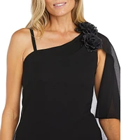 R & M Richards One Shoulder Flower Dress