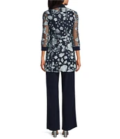 R & M Richards Petite Size 3-Piece Embroidered Pant Set